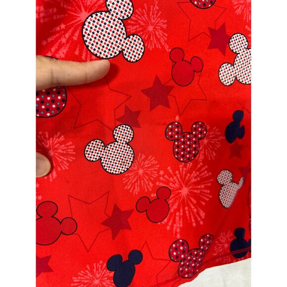 Disney Scrub Top XL Red White Blue Mickey Mouse Heads Patriotic 4th of July Star - Picture 3 of 9
